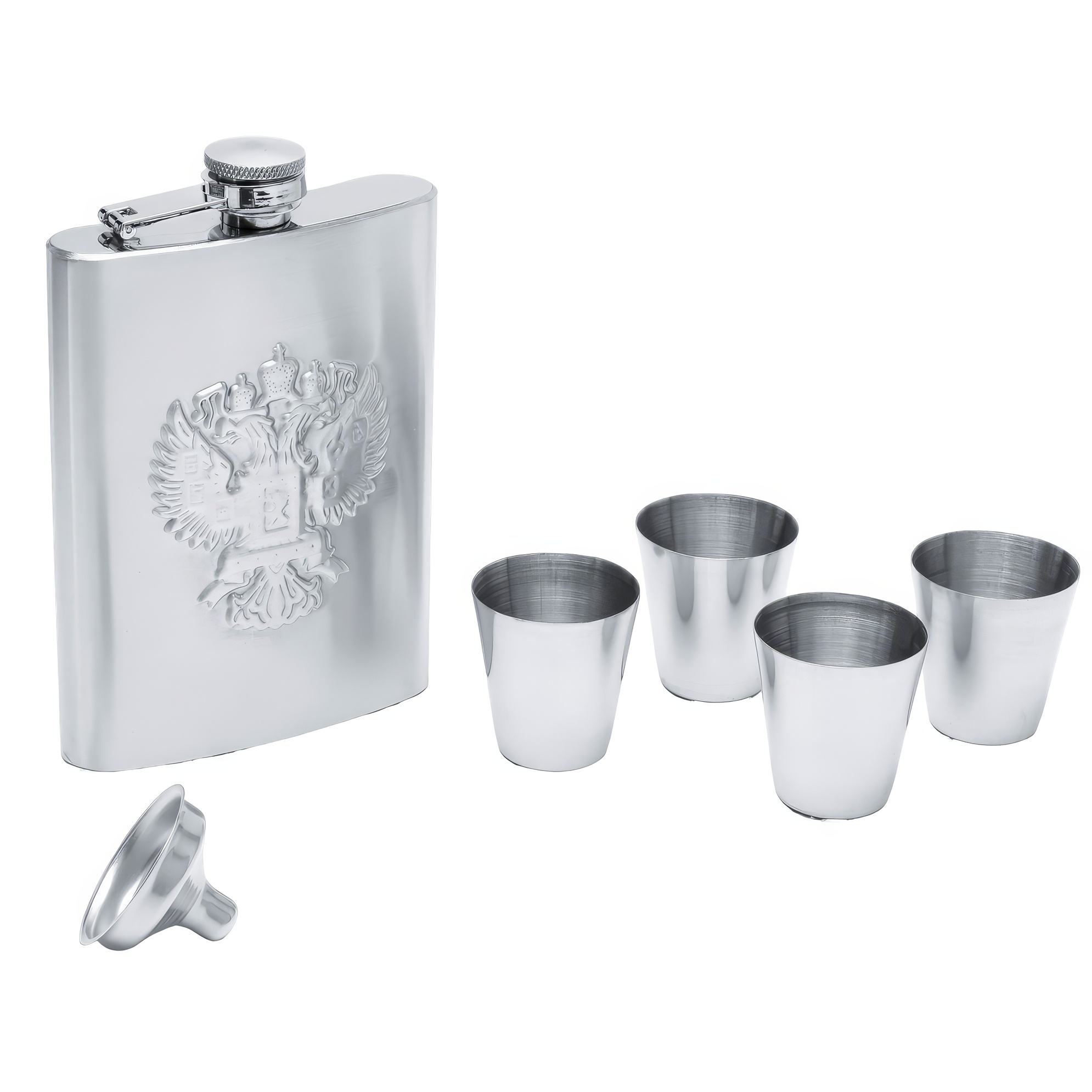 Подарочный набор ''Герб России'': фляжка 240мл, воронка, 4 стопки,257728