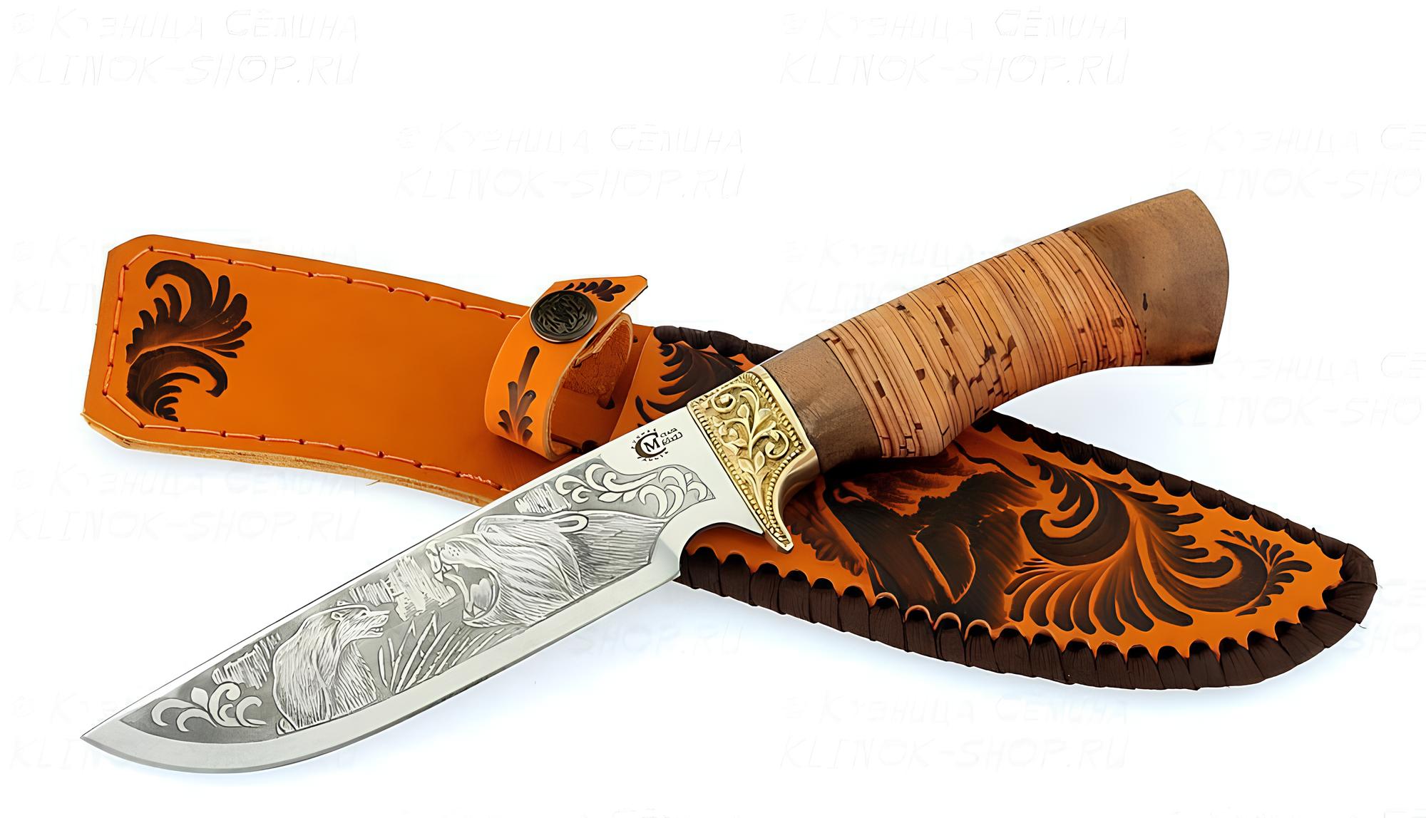 Нож Лорд, ст.65х13, береста/амазакуйя, литье, гравировка