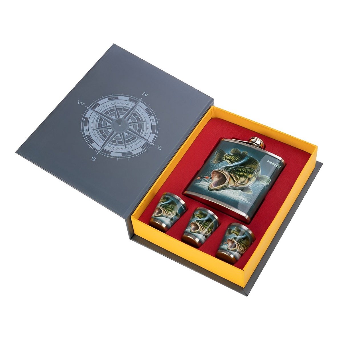 Набор Книга рыбака (фляжка 210 мл + 3 стопки 50 мл)