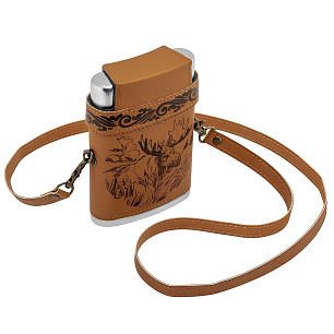 Фляжка Лось (фляжка 240мл + 3 стопки+ремешок) (PBP-8)