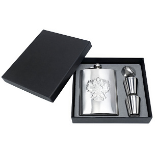 Подарочный набор ''Герб России'': фляжка 240мл, воронка, 4 стопки,257728